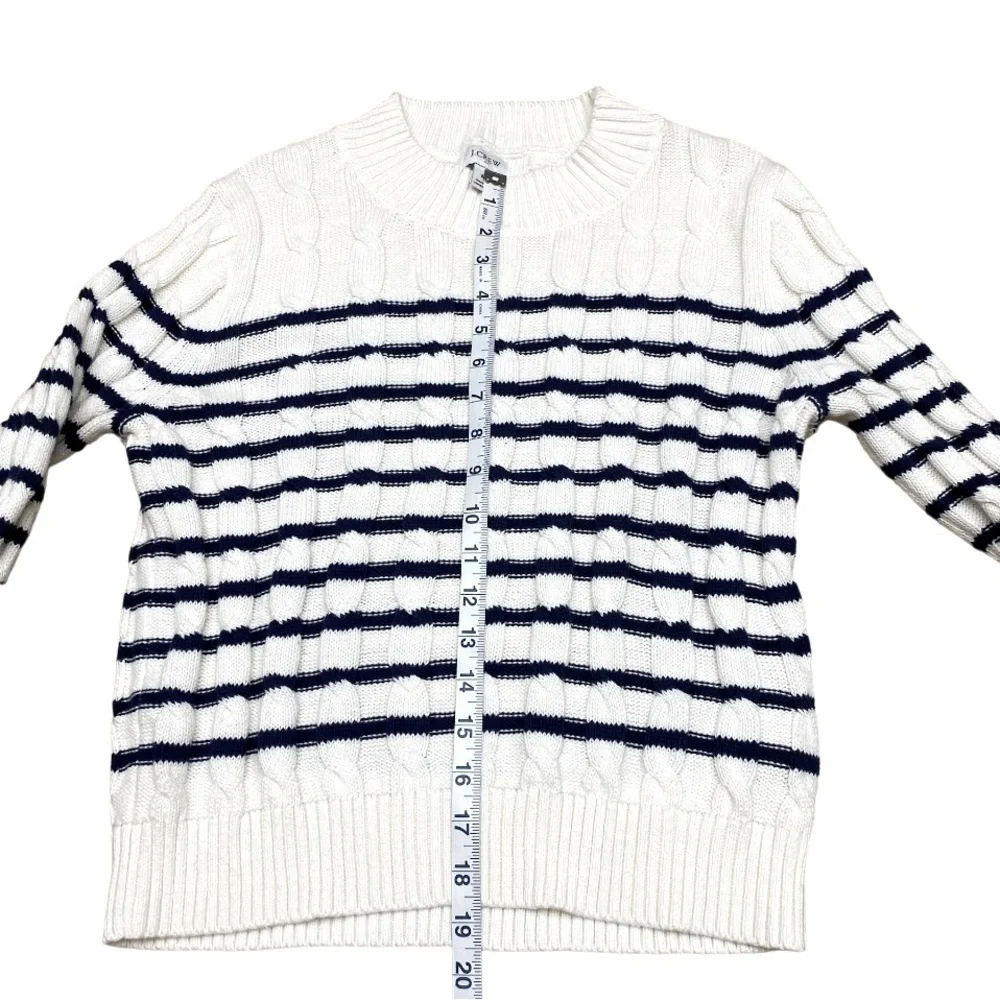J.Crew  Women’s cable mockneck sweater Off white With Navy Stripes Size M